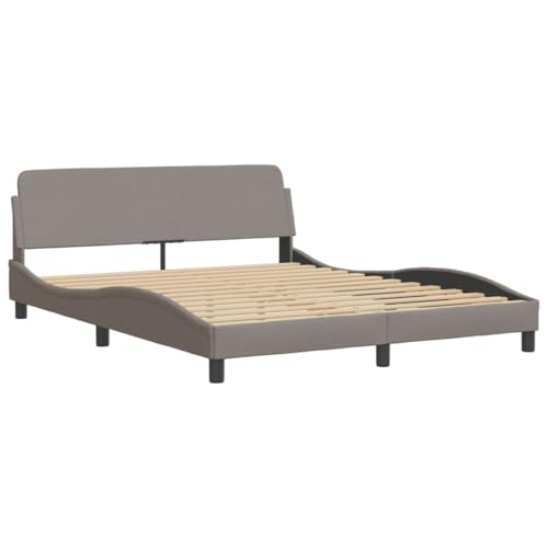 HEFZGDB Bettgestell ohne Matratze Taupe 160x200 cm Stoff Jugendbett Gästebett Bettgestell Ehebett für Wohnbereich Herberge Gästezimmer Schlafzimmer von HEFZGDB