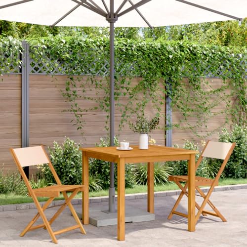 HEFZGDB Bistrostühle 2 STK. Beige Massivholz Akazie & Stoff Schtul Gartenstühle Essstühle Loungesessel Wohnzimmer für Parks Balkon Terrasse Garten von HEFZGDB
