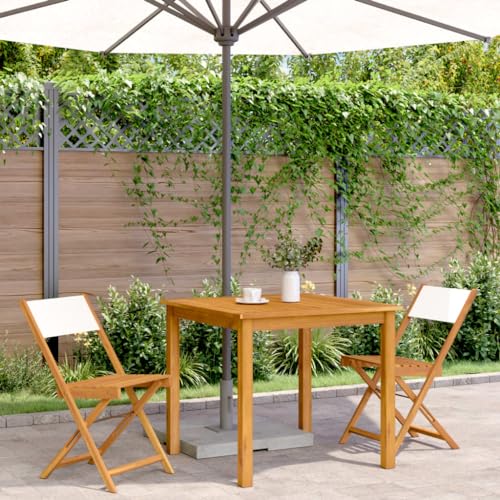 HEFZGDB Bistrostühle 2 STK. Cremeweiß Massivholz Akazie & Stoff Schtul Gartenstühle Essstühle Loungesessel Wohnzimmer für Parks Balkon Terrasse Garten von HEFZGDB