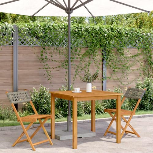 HEFZGDB Bistrostühle 2 STK. Grau Massivholz Akazie und Poly-Rattan Campingstühle Campingstuhl Essstühle Seselstuhl Wohnzimmer für Garten Parks Balkon Terrasse von HEFZGDB