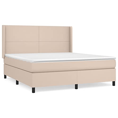 HEFZGDB Boxspringbett Matratze Cappuccino-Braun 180x200 cm Kunstleder Guest Bed Gästebett Bed Frame Familienbett für Schlafzimmer Wohnbereich Gästezimmer Herberge von HEFZGDB