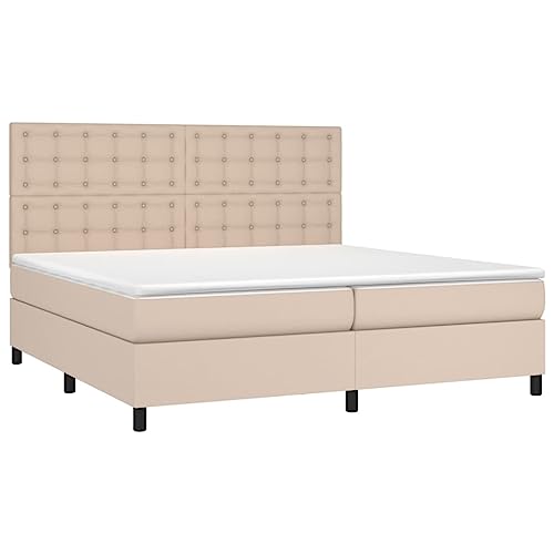 HEFZGDB Boxspringbett Matratze Cappuccino-Braun 200x200cm Kunstleder Double Bed Bettgestell Bed Frame Einzelbetten für Wohnbereich Gästezimmer Herberge Schlafzimmer von HEFZGDB