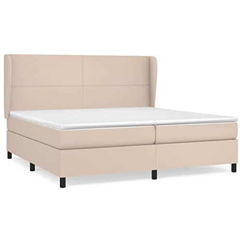 HEFZGDB Boxspringbett Matratze Cappuccino-Braun 200x200cm Kunstleder Einzelbett Familienbett Einzelbetten Doppelbett für Schlafzimmer Gästezimmer Herberge Wohnbereich von HEFZGDB