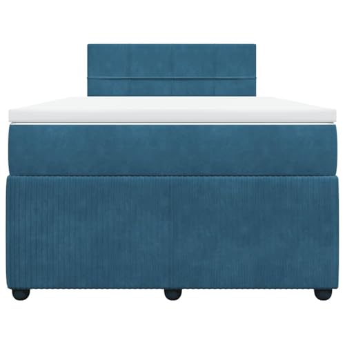 HEFZGDB Boxspringbett mit Matratze Blau 120x200 cm Samt Daybed Bettgestell Bed Frame Doppelbett für Wohnbereich Schlafzimmer Gästezimmer Herberge von HEFZGDB