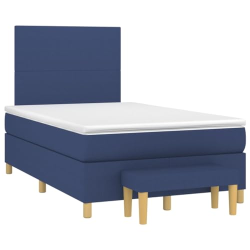HEFZGDB Boxspringbett mit Matratze Blau 120x200 cm Stoff Guest Bed Gästebett Bed Frame Familienbett für Schlafzimmer Gästezimmer Wohnbereich Herberge von HEFZGDB
