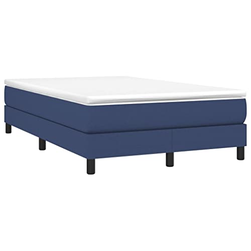 HEFZGDB Boxspringbett mit Matratze Blau 120x200 cm Stoff Jugendbett Gästebett Familienbett Bettrahmen für Wohnbereich Herberge Gästezimmer Schlafzimmer von HEFZGDB