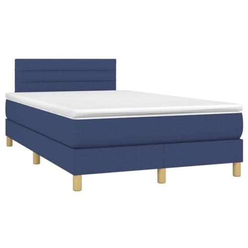 HEFZGDB Boxspringbett mit Matratze Blau 120x200 cm Stoff Single Bed Gästebett Einzelbetten Einzelbett für Herberge Gästezimmer Wohnbereich Schlafzimmer von HEFZGDB
