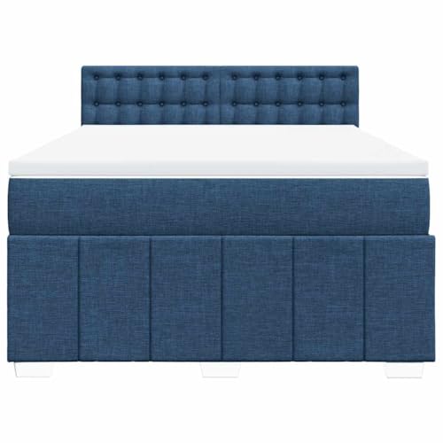 HEFZGDB Boxspringbett mit Matratze Blau 140x190 cm Stoff Jugendbett Bettgestell Familienbett Doppelbett für Gästezimmer Wohnbereich Schlafzimmer Herberge HEFZGDB Boxspringbett mit Matratze Blau 140x190 cm Stoff Jugendbett Bettgestell Familienbett Doppelbett für Gästezimmer Wohnbereich Schlafzimmer Herberge von HEFZGDB