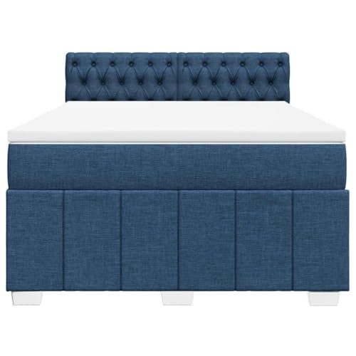 HEFZGDB Boxspringbett mit Matratze Blau 140x190 cm Stoff Jugendbett Bettgestell Familienbett Doppelbett für Gästezimmer Wohnbereich Schlafzimmer Herberge von HEFZGDB