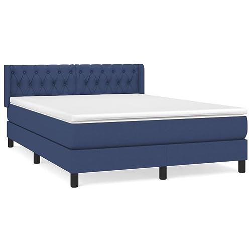 HEFZGDB Boxspringbett mit Matratze Blau 140x200 cm Stoff Ehebett Gästebett Bed Frame Single Bed für Wohnbereich Gästezimmer Herberge Schlafzimmer HEFZGDB Boxspringbett mit Matratze Blau 140x200 cm Stoff Ehebett Gästebett Bed Frame Single Bed für Wohnbereich Gästezimmer Herberge Schlafzimmer von HEFZGDB