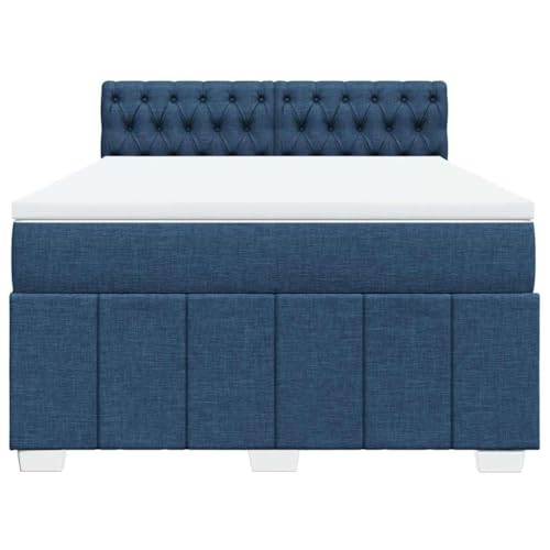 HEFZGDB Boxspringbett mit Matratze Blau 140x200 cm Stoff Jugendbett Bettgestell Familienbett Doppelbett für Gästezimmer Wohnbereich Schlafzimmer Herberge HEFZGDB Boxspringbett mit Matratze Blau 140x200 cm Stoff Jugendbett Bettgestell Familienbett Doppelbett für Gästezimmer Wohnbereich Schlafzimmer Herberge von HEFZGDB