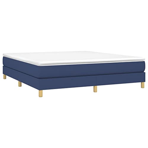 HEFZGDB Boxspringbett mit Matratze Blau 160x200 cm Stoff Bette Bettgestell Bed Frame Familienbett für Schlafzimmer Wohnbereich Herberge Gästezimmer von HEFZGDB