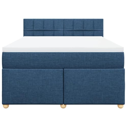 HEFZGDB Boxspringbett mit Matratze Blau 160x200 cm Stoff Ehebett Bettgestell Bed Frame Einzelbett für Schlafzimmer Gästezimmer Wohnbereich Herberge von HEFZGDB