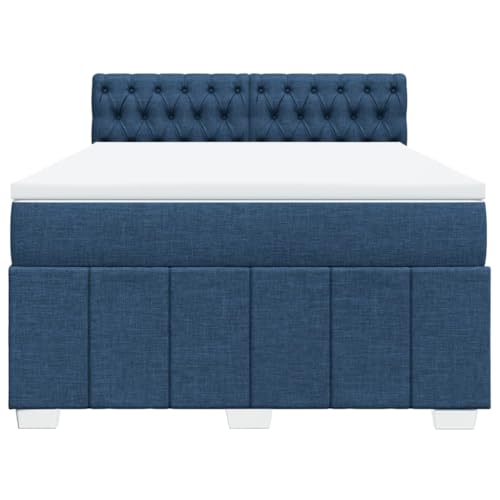 HEFZGDB Boxspringbett mit Matratze Blau 160x200 cm Stoff Jugendbett Bettgestell Familienbett Doppelbett für Gästezimmer Wohnbereich Schlafzimmer Herberge HEFZGDB Boxspringbett mit Matratze Blau 160x200 cm Stoff Jugendbett Bettgestell Familienbett Doppelbett für Gästezimmer Wohnbereich Schlafzimmer Herberge von HEFZGDB
