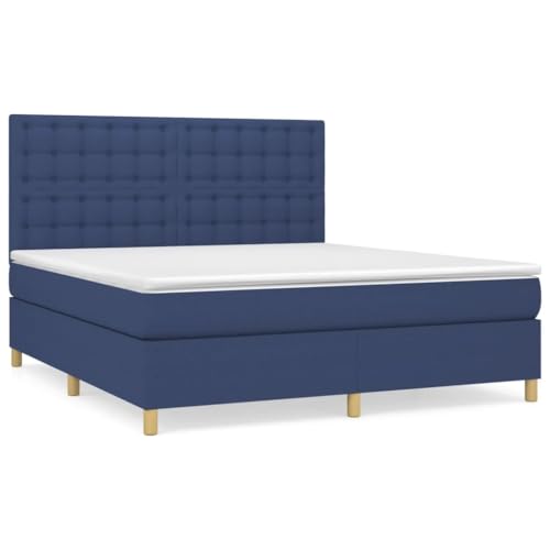 HEFZGDB Boxspringbett mit Matratze Blau 180x200 cm Stoff Daybed Gästebett Bed Frame Bettrahmen für Herberge Wohnbereich Gästezimmer Schlafzimmer HEFZGDB Boxspringbett mit Matratze Blau 180x200 cm Stoff Daybed Gästebett Bed Frame Bettrahmen für Herberge Wohnbereich Gästezimmer Schlafzimmer von HEFZGDB