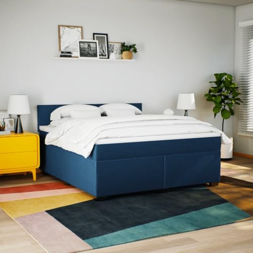 HEFZGDB Boxspringbett mit Matratze Blau 180x200 cm Stoff Daybed Gästebett Bettgestell Einzelbett für Gästezimmer Schlafzimmer Wohnbereich Herberge HEFZGDB Boxspringbett mit Matratze Blau 180x200 cm Stoff Daybed Gästebett Bettgestell Einzelbett für Gästezimmer Schlafzimmer Wohnbereich Herberge von HEFZGDB