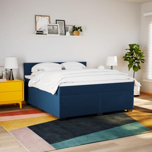 HEFZGDB Boxspringbett mit Matratze Blau 180x200 cm Stoff Daybed Gästebett Bettgestell Einzelbett für Gästezimmer Schlafzimmer Wohnbereich Herberge HEFZGDB Boxspringbett mit Matratze Blau 180x200 cm Stoff Daybed Gästebett Bettgestell Einzelbett für Gästezimmer Schlafzimmer Wohnbereich Herberge von HEFZGDB