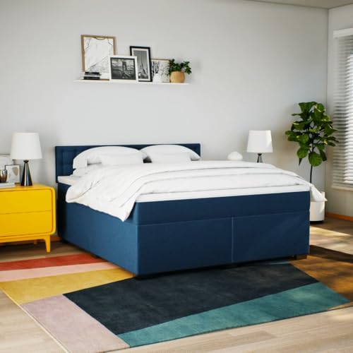 HEFZGDB Boxspringbett mit Matratze Blau 180x200 cm Stoff Daybed Gästebett Bettgestell Einzelbett für Gästezimmer Schlafzimmer Wohnbereich Herberge HEFZGDB Boxspringbett mit Matratze Blau 180x200 cm Stoff Daybed Gästebett Bettgestell Einzelbett für Gästezimmer Schlafzimmer Wohnbereich Herberge von HEFZGDB