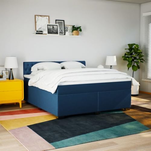 HEFZGDB Boxspringbett mit Matratze Blau 180x200 cm Stoff Daybed Gästebett Bettgestell Einzelbett für Gästezimmer Schlafzimmer Wohnbereich Herberge HEFZGDB Boxspringbett mit Matratze Blau 180x200 cm Stoff Daybed Gästebett Bettgestell Einzelbett für Gästezimmer Schlafzimmer Wohnbereich Herberge von HEFZGDB