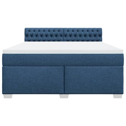 HEFZGDB Boxspringbett mit Matratze Blau 180x200 cm Stoff Ehebett Bettgestell Einzelbetten Doppelbett für Schlafzimmer Herberge Wohnbereich Gästezimmer von HEFZGDB