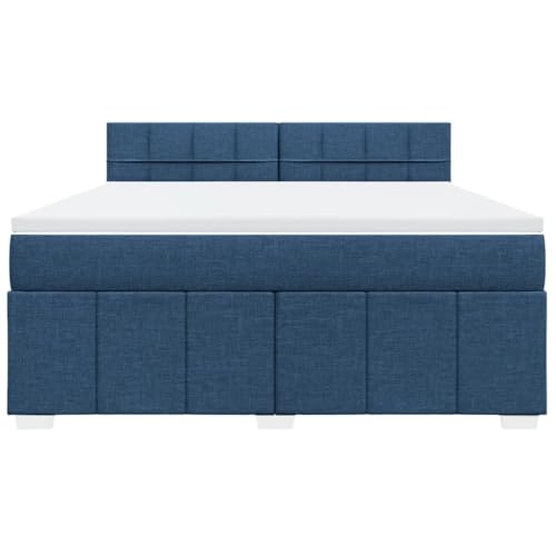 HEFZGDB Boxspringbett mit Matratze Blau 180x200 cm Stoff Jugendbett Bettgestell Familienbett Doppelbett für Gästezimmer Wohnbereich Schlafzimmer Herberge HEFZGDB Boxspringbett mit Matratze Blau 180x200 cm Stoff Jugendbett Bettgestell Familienbett Doppelbett für Gästezimmer Wohnbereich Schlafzimmer Herberge von HEFZGDB
