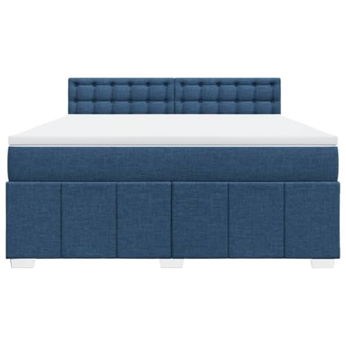 HEFZGDB Boxspringbett mit Matratze Blau 180x200 cm Stoff Jugendbett Bettgestell Familienbett Doppelbett für Gästezimmer Wohnbereich Schlafzimmer Herberge HEFZGDB Boxspringbett mit Matratze Blau 180x200 cm Stoff Jugendbett Bettgestell Familienbett Doppelbett für Gästezimmer Wohnbereich Schlafzimmer Herberge von HEFZGDB