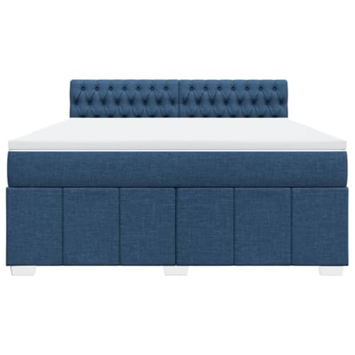 HEFZGDB Boxspringbett mit Matratze Blau 180x200 cm Stoff Jugendbett Bettgestell Familienbett Doppelbett für Gästezimmer Wohnbereich Schlafzimmer Herberge HEFZGDB Boxspringbett mit Matratze Blau 180x200 cm Stoff Jugendbett Bettgestell Familienbett Doppelbett für Gästezimmer Wohnbereich Schlafzimmer Herberge von HEFZGDB