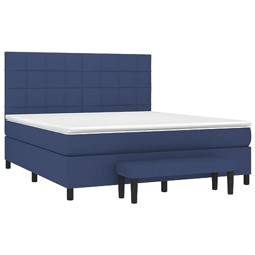 HEFZGDB Boxspringbett mit Matratze Blau 180x200 cm Stoff Jugendbett Gästebett Bed Frame Einzelbett für Schlafzimmer Gästezimmer Herberge Wohnbereich HEFZGDB Boxspringbett mit Matratze Blau 180x200 cm Stoff Jugendbett Gästebett Bed Frame Einzelbett für Schlafzimmer Gästezimmer Herberge Wohnbereich von HEFZGDB