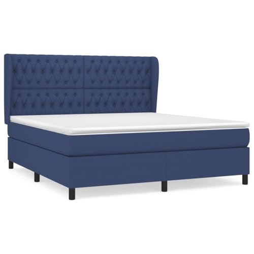 HEFZGDB Boxspringbett mit Matratze Blau 180x200 cm Stoff Single Bed Gästebett Doppelbett Bettrahmen für Herberge Schlafzimmer Gästezimmer Wohnbereich HEFZGDB Boxspringbett mit Matratze Blau 180x200 cm Stoff Single Bed Gästebett Doppelbett Bettrahmen für Herberge Schlafzimmer Gästezimmer Wohnbereich von HEFZGDB