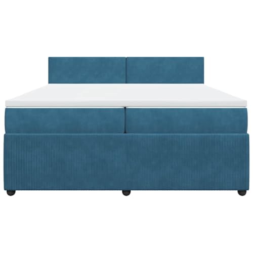 HEFZGDB Boxspringbett mit Matratze Blau 200x200 cm Samt Daybed Bettgestell Bed Frame Doppelbett für Wohnbereich Schlafzimmer Gästezimmer Herberge von HEFZGDB