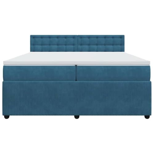 HEFZGDB Boxspringbett mit Matratze Blau 200x200 cm Samt Daybed Bettgestell Bed Frame Doppelbett für Wohnbereich Schlafzimmer Gästezimmer Herberge von HEFZGDB