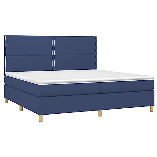 HEFZGDB Boxspringbett mit Matratze Blau 200x200 cm Stoff Daybed Gästebett Bed Frame Bettrahmen für Herberge Wohnbereich Gästezimmer Schlafzimmer HEFZGDB Boxspringbett mit Matratze Blau 200x200 cm Stoff Daybed Gästebett Bed Frame Bettrahmen für Herberge Wohnbereich Gästezimmer Schlafzimmer von HEFZGDB