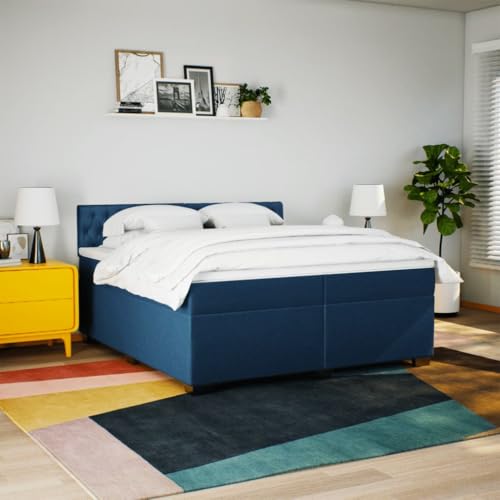 HEFZGDB Boxspringbett mit Matratze Blau 200x200 cm Stoff Daybed Gästebett Bettgestell Einzelbett für Gästezimmer Schlafzimmer Wohnbereich Herberge HEFZGDB Boxspringbett mit Matratze Blau 200x200 cm Stoff Daybed Gästebett Bettgestell Einzelbett für Gästezimmer Schlafzimmer Wohnbereich Herberge von HEFZGDB