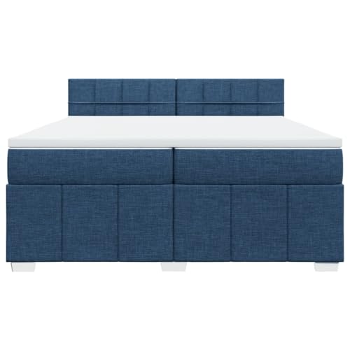 HEFZGDB Boxspringbett mit Matratze Blau 200x200 cm Stoff Jugendbett Bettgestell Familienbett Doppelbett für Gästezimmer Wohnbereich Schlafzimmer Herberge HEFZGDB Boxspringbett mit Matratze Blau 200x200 cm Stoff Jugendbett Bettgestell Familienbett Doppelbett für Gästezimmer Wohnbereich Schlafzimmer Herberge von HEFZGDB