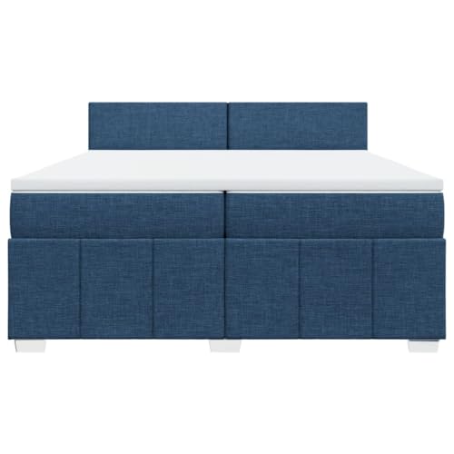 HEFZGDB Boxspringbett mit Matratze Blau 200x200 cm Stoff Jugendbett Bettgestell Familienbett Doppelbett für Gästezimmer Wohnbereich Schlafzimmer Herberge HEFZGDB Boxspringbett mit Matratze Blau 200x200 cm Stoff Jugendbett Bettgestell Familienbett Doppelbett für Gästezimmer Wohnbereich Schlafzimmer Herberge von HEFZGDB