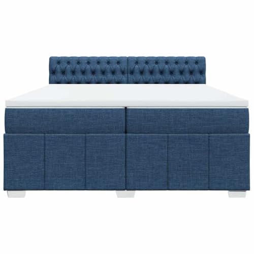 HEFZGDB Boxspringbett mit Matratze Blau 200x200 cm Stoff Jugendbett Bettgestell Familienbett Doppelbett für Gästezimmer Wohnbereich Schlafzimmer Herberge HEFZGDB Boxspringbett mit Matratze Blau 200x200 cm Stoff Jugendbett Bettgestell Familienbett Doppelbett für Gästezimmer Wohnbereich Schlafzimmer Herberge von HEFZGDB