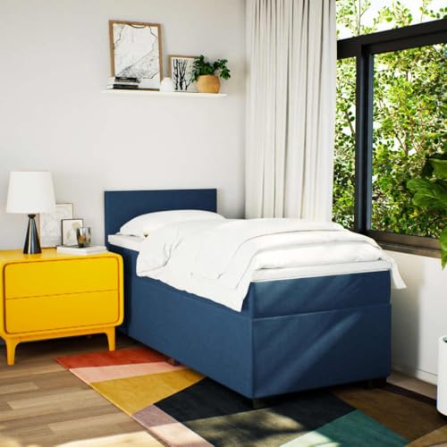 HEFZGDB Boxspringbett mit Matratze Blau 80x200 cm Stoff Daybed Gästebett Bettgestell Einzelbett für Gästezimmer Schlafzimmer Wohnbereich Herberge HEFZGDB Boxspringbett mit Matratze Blau 80x200 cm Stoff Daybed Gästebett Bettgestell Einzelbett für Gästezimmer Schlafzimmer Wohnbereich Herberge von HEFZGDB