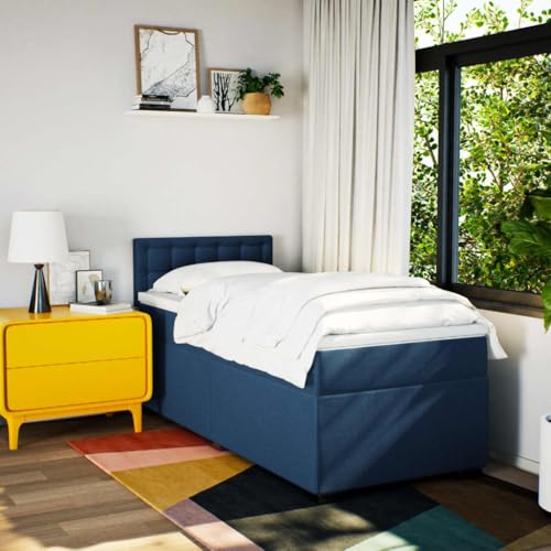 HEFZGDB Boxspringbett mit Matratze Blau 80x200 cm Stoff Daybed Gästebett Bettgestell Einzelbett für Gästezimmer Schlafzimmer Wohnbereich Herberge HEFZGDB Boxspringbett mit Matratze Blau 80x200 cm Stoff Daybed Gästebett Bettgestell Einzelbett für Gästezimmer Schlafzimmer Wohnbereich Herberge von HEFZGDB