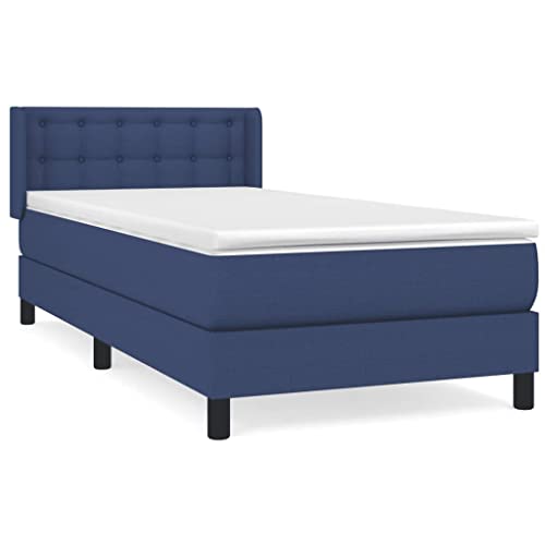 HEFZGDB Boxspringbett mit Matratze Blau 80x200 cm Stoff Ehebett Gästebett Bed Frame Single Bed für Wohnbereich Gästezimmer Herberge Schlafzimmer von HEFZGDB