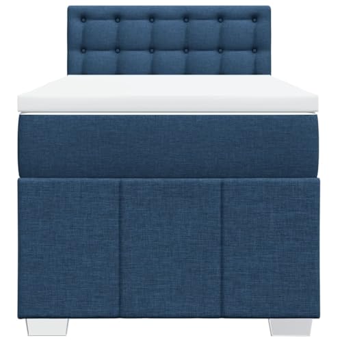 HEFZGDB Boxspringbett mit Matratze Blau 90x190 cm Stoff Jugendbett Bettgestell Familienbett Doppelbett für Gästezimmer Wohnbereich Schlafzimmer Herberge HEFZGDB Boxspringbett mit Matratze Blau 90x190 cm Stoff Jugendbett Bettgestell Familienbett Doppelbett für Gästezimmer Wohnbereich Schlafzimmer Herberge von HEFZGDB
