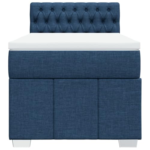 HEFZGDB Boxspringbett mit Matratze Blau 90x190 cm Stoff Jugendbett Bettgestell Familienbett Doppelbett für Gästezimmer Wohnbereich Schlafzimmer Herberge HEFZGDB Boxspringbett mit Matratze Blau 90x190 cm Stoff Jugendbett Bettgestell Familienbett Doppelbett für Gästezimmer Wohnbereich Schlafzimmer Herberge von HEFZGDB
