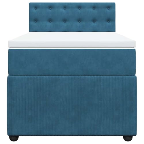 HEFZGDB Boxspringbett mit Matratze Blau 90x200 cm Samt Daybed Bettgestell Bed Frame Doppelbett für Wohnbereich Schlafzimmer Gästezimmer Herberge von HEFZGDB