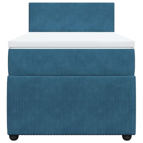 HEFZGDB Boxspringbett mit Matratze Blau 90x200 cm Samt Daybed Bettgestell Bed Frame Doppelbett für Wohnbereich Schlafzimmer Gästezimmer Herberge von HEFZGDB