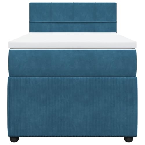 HEFZGDB Boxspringbett mit Matratze Blau 90x200 cm Samt Daybed Bettgestell Bed Frame Doppelbett für Wohnbereich Schlafzimmer Gästezimmer Herberge von HEFZGDB