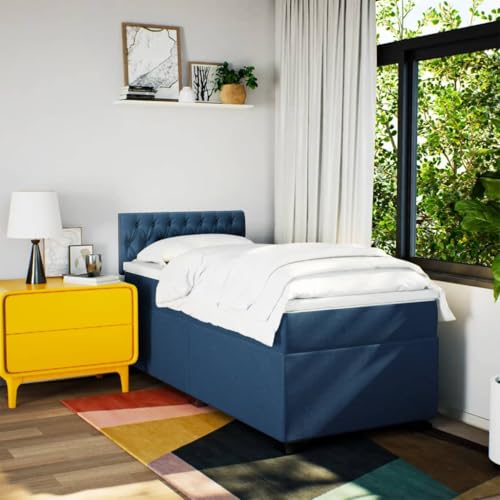 HEFZGDB Boxspringbett mit Matratze Blau 90x200 cm Stoff Daybed Gästebett Bettgestell Einzelbett für Gästezimmer Schlafzimmer Wohnbereich Herberge HEFZGDB Boxspringbett mit Matratze Blau 90x200 cm Stoff Daybed Gästebett Bettgestell Einzelbett für Gästezimmer Schlafzimmer Wohnbereich Herberge von HEFZGDB