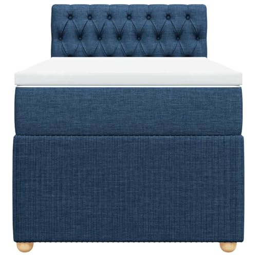 HEFZGDB Boxspringbett mit Matratze Blau 90x200 cm Stoff Ehebett Gästebett Einzelbetten Bettrahmen für Herberge Wohnbereich Schlafzimmer Gästezimmer HEFZGDB Boxspringbett mit Matratze Blau 90x200 cm Stoff Ehebett Gästebett Einzelbetten Bettrahmen für Herberge Wohnbereich Schlafzimmer Gästezimmer von HEFZGDB