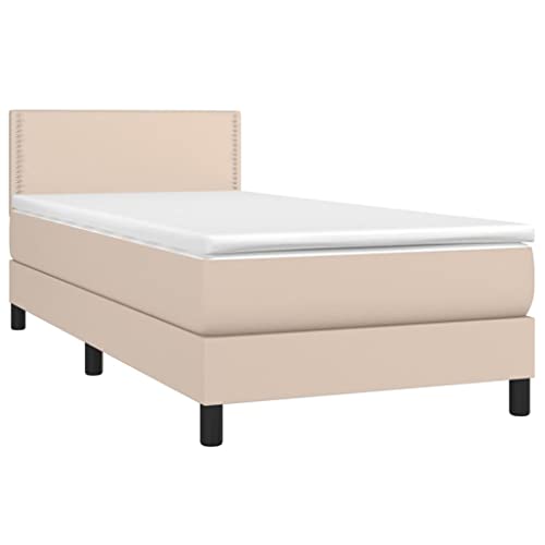 HEFZGDB Boxspringbett mit Matratze Cappuccino-Braun 90x190cm Kunstleder Guest Bed Gästebett Bettgestell Einzelbetten für Schlafzimmer Herberge Wohnbereich Gästezimmer von HEFZGDB