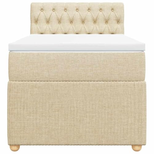 HEFZGDB Boxspringbett mit Matratze Creme 100x200 cm Stoff Ehebett Gästebett Einzelbetten Bettrahmen für Herberge Wohnbereich Schlafzimmer Gästezimmer HEFZGDB Boxspringbett mit Matratze Creme 100x200 cm Stoff Ehebett Gästebett Einzelbetten Bettrahmen für Herberge Wohnbereich Schlafzimmer Gästezimmer von HEFZGDB