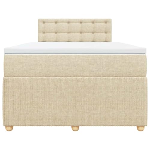 HEFZGDB Boxspringbett mit Matratze Creme 120x190 cm Stoff Ehebett Gästebett Einzelbetten Bettrahmen für Herberge Wohnbereich Schlafzimmer Gästezimmer von HEFZGDB
