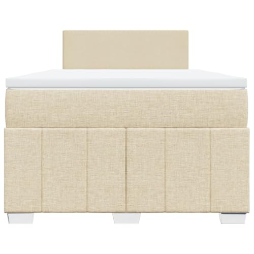 HEFZGDB Boxspringbett mit Matratze Creme 120x190 cm Stoff Jugendbett Bettgestell Familienbett Doppelbett für Gästezimmer Wohnbereich Schlafzimmer Herberge HEFZGDB Boxspringbett mit Matratze Creme 120x190 cm Stoff Jugendbett Bettgestell Familienbett Doppelbett für Gästezimmer Wohnbereich Schlafzimmer Herberge von HEFZGDB